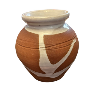 Handcrafted Shanagarry Potters Cork Ireland Terracotta Vase with White Accents